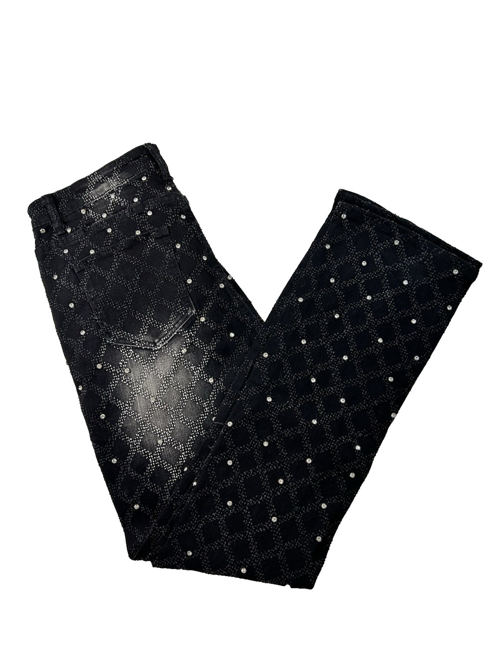 Watson Men's Black Stacked Fit Jeans With Rhinestones Size 34